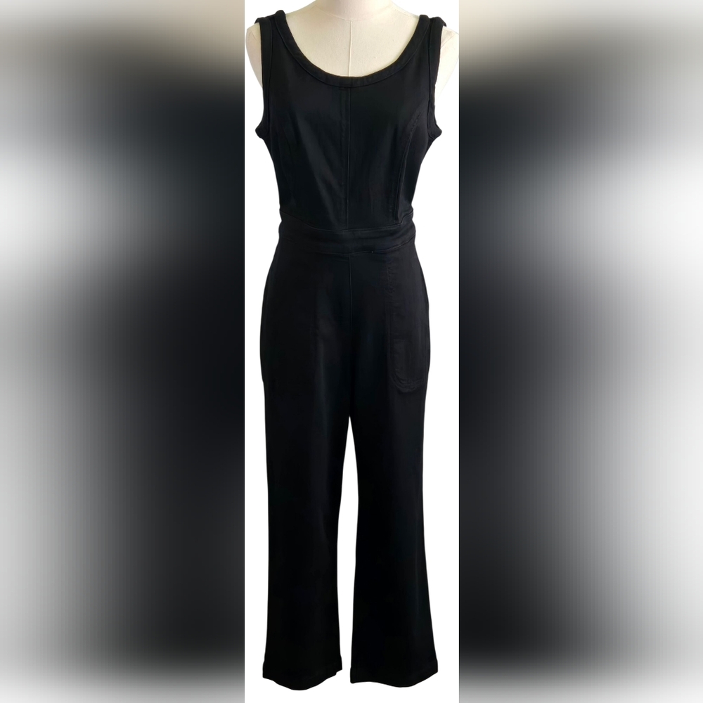 New York & Company Black Denim Sleeveless Jumpsuit Nwt